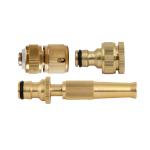 Divine Tree Brass Gun Nozzle Brass Hose Connector Brass Hose Nozzle Tap Connector For Quick Hose Fitting 1/2 Inch 3/4 Inch Garden Hose Pipe Fitting Set Pack Of 3