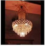 SHRI MAHAL ANTIQUES Round Octagon Beads LED Crystal Glass Big size Jhhomar Chandelier Ceiling Lamp for Living Room