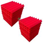 YGM Acoustic Foams Red Wedge Soundproofing Acoustic Foam 1X1 Ft 2 inch 50 Kg-M Density ,Set Of 18