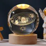 ECOVISTA 3D Solar System Crystal Ball-Crystal Ball with LED Nightlight Lamp, Universe Planet Model Sphere Centerpiece Ornament with Crystal Base, Crystal Gifts, Space Gifts, Decorative Home Accessories-1PC