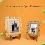 Puzzleboxx DIY MDF Photo Frame with Stand Set of 2 Eco-Friendly Wooden Pre-Cutout Photo Frames - Natural Finish, No Glass Design, Sustainable for Home Decor and Tabletop Display, Beige, Frame-05
