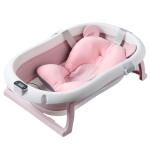 Babyhop Pink Foldable Baby Bath Tub With Support Cushion For Newborns Infants (0M-3Yrs)