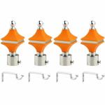 INKART rust free Stainless Steel Curtain Bracket Parda Holder with Support 1 Inch Rod Pocket Finials Designer Door and Window Rod Support Fittings, Curtain Rod Holder(Colour Orange) (Pack of 4)