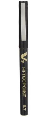 Pilot Hi-Tecpoint V7 Fine Point Liquid Ink Pen | Tip Size - 0.7 MM | Unique Dimple Tip Technology | Ink Colour - Black | Pack of 6