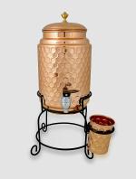 Design Decor Gallery Copper Water Dispenser Printed Matka Tank Pot With 1 Glass And Stand, 300 Ml