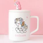 BonZeaL 3D Ceramic Running on Rainbow Unicorn Mug with Lid Spoon Tea Coffee Cup 350 ml