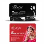Oxyglow Herbals Oxyglow Herbals Charcoal Facial Kit 50G And Oxyglow Herbals Bridal Facial Kit 53 Gm (Pack Of 2)