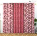 VJK FAB Elegant Bale Leaves & Leather Design Curtains for Window, Door, Drawing Room, Bedroom, Living Room (VJK-Bale Leaves 2 Leather 1-SETOF3-RED-9) 4X9 Feet, Set of 3 Pcs, Red Color
