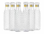 YELLOCUT Transparent Plastic Diamond 1 ltr Water Bottle for Home&Kitchen (Pack of 6 - 1000ml)