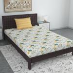 Divine Casa Yellow & White Floral Cotton Single Bedsheet With 1 Pillow Cover (223X145) cm GB2030SB