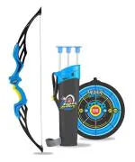 Kids Archery Set Bow & Arrow Toy | Indoor, Outdoor Hunting Game with 3 Suction Cup Arrow, Bow, Target & Quiver Shooting Real Sport Play - Blue Color | SANSKRUTI ENTERPRISE