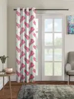 Printed Eyelet Curtain Polyester Door Pack of 1 -Pink