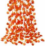 PRIMOH Orange Maple Grape Leaf Ivy Vine Hanging For Home Office Decor. Artificial Plant Set of 6(7.5ft each)