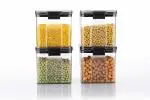 SKORTIX Lock Air Tight Square Shape Plastic Containers for Kitchen Storage