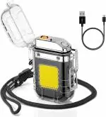 KATHIYAWADI Electric Lighter with Emergency Light - Waterproof & Windproof & Flameless for Outdoor Adventure, Camping and Survival Hiking