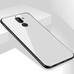 Mamani Nokia 7.1 Plus White Glass and Silicon Shock Proof and Dual Protection Mobile Back Cover with Lanyard 7.5 x 1 x 16 cm