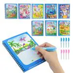 REZNOR Quick Dry Re-Usable Magic Coloring Water Book with Magic Pen (Random Design) (Pack of 8)