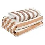 Curious Lifestyle Bath and Hand Towel Unisex Brown and White Solid Rectangular Microfiber pack of 4 (Full size)