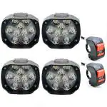 Eshopglee Motorcycle Bike LED Headlight Fog Light 9 LED Free 2 On and Off Switch (pack of 4)