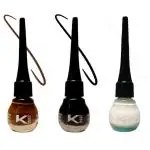 KINDED Midnight Black, Chocolate Brown and White Pearl Waterproof Smudgeproof Longlasting Liquid Eye Liner, 5 ml - Pack of 3