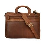 August Leather Laptop Bag Handmade with Adjustable Strap Extra Zip Compartments Satchel Bags Shoulder Strap for Men & Women Travel Stylish Packing storage Water Resistant latest formal