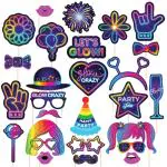 Zyozique 25 Pieces Glow Neon Party Photo Booth Props Neon Party Favor Glow In The Dark Party Decoration Fluorescent Party Supplies For Glow Party Birt