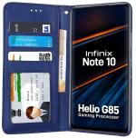 Unistuff Faux Leather Back Case Flip Cover for Infinix Note 10 with ID Card Slot | Foldable Kickstand | 2 Card Slot | 1 Cash Slot - Executive Blue, 57020