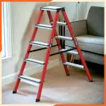 Prime 5 steps Ruby Red Alligator Pattern Powder-Coated Finish Foldable Aluminium Twin Step Stool Ladder for Home & Office Use | Made in India | 5 Years Warranty | Anti-Skid Serrated Steps