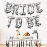 Zyozique Silver Bride To Be Foil Banner - Bridal Shower, Engagement & Bride To Be Party Decorations