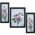 RAC Set of 3 Flower UV Textured Framed Wall Paintings 12X18 INCH-70
