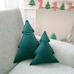 The Purple Tree Christmas Tree Shape Cushion for Living Room Sofa (Pack of 2, 16x16 inch, Green) Christmas Theme Cushion, Sofa Cushion, Christmas Decor, Xmas Gift, Best Gift for Christmas