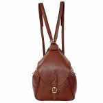RICHSIGN Brown 2-in-1 Full Grain Natural Leather Women Backpack and Shoulder Bag 12 L