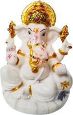 Daksh Enterprises Ganesh Statue Marble Murti for Pooja Gift Showpiece Idol 7 Inch, White Decorative Showpiece - 18 cm  (Marble, White)