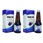 DEE INDIA HERBALS 100% Natural Ayurvedic Brain Top Syrup Enriched with Brahmi & Shankhpushpi - Improves Brain Performance (225ml each, Pack of 2)