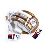 VONZER Sports Leather Cricket Batting Gloves Right Hand Cricket Gloves for Men Size White & Golden