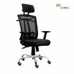 Da URBAN Topsky Black Mesh High Back Revolving Office Chair with Headrest 137.16 x 50.8 x 48.26 cm