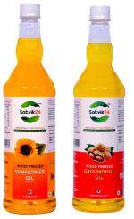 SATVIK24 Pure & Healthy Combo | Sunflower and Groundnut Oil | Cooking Oil 1 Litre Combo Pack