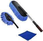 Winkcart Blue Microfiber Car Duster And Small Dashboard Duster Interior Cleaning Duster Set (Pack Of 3)