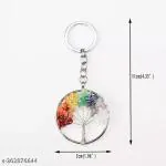 rati DECOR Metal Anime Keychain | 7 Chakra Keyring Healing Crystal Tree of Life Keychain Gemstone Key | Suitable for Keys | Valuable Gift | Size : 63*47-63*50mm