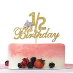Festiko Glitter 1, 2 Birthday Cake Topper For Babys Half Year Old Birthday Party, 6 Months, First Birthday, Half Year Anniversary Party Decorations ( Gold And Silver)