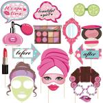 Zyozique 17 Pcs Spa Photo Booth Props With Stick, Spa Party Decorations For Women, Spa Party Decorations For Girls, Makeup Party Decorations For Kids,