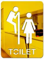 Bikri Kendra - Toilet Sign Board Golden Decorative Mirror Stickers for Wall, Wall Mirror Stickers, 3D Acrylic Stickers Wall Stickers for Hall Room, Bed Room, Kitchen Living Room Kids Room.