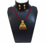 JAYA VISION ENTERPRISES Red Cristal with Metal Pendant Necklace