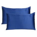 Riara Comfortable Silky Silk Pillowcase Soft Satin Pillow Cover for Hair & Skin Home Decor , Navy Blue (Regular Size, 18