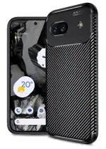 Golden Sand for Google Pixel 8A 5G Cover Drop Tested Shock Proof Slim Armor Aramid Carbon Fibre Rugged TPU Case for Google Pixel 8A 5G, Black