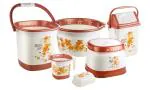 Joyo Better Homes Deluxe Square Floral Printed Bathroom Set (Brown) 6pcs