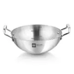 Bergner BE Essential TriPly Stainless Steel 24cm Extra Deep Kadai/Indian Wok, 2.5 L Kadhai, Even Heat Distribution, Consumes Less Oil, Easy to Clean, Gas Stove Compatible, Silver, 5-Year Warranty