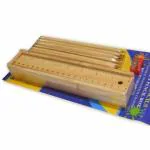 JAPSI Wooden Pencil Set | Box with 12 Different Crayon Colour Pencils | Scale (Ruler) and Wooden Sharpener Pencil Box for Architect | Artist | Kids | Designer Case