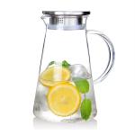 Cracker Transparent Steel Hot Water Glass Jug Milk Carafe With Lid For Dining Table 1.8L