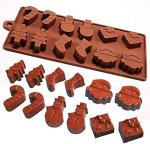 MoldBerry 12 cavity Christmas Silicone Chocolate Moulds, Candy Baking Molds for Chocolate Cake DIY for Xmas Party Cake Decoration with Christmas Themed Shapes molds (Pack of 1)